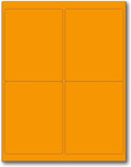 8-1/2 x 11" Neon Color High Light Fluorescent Labels for Laser & Inkjet Printer (Orange Fluorescent, 4 x 5" - 4 Per Page | 100 Labels)