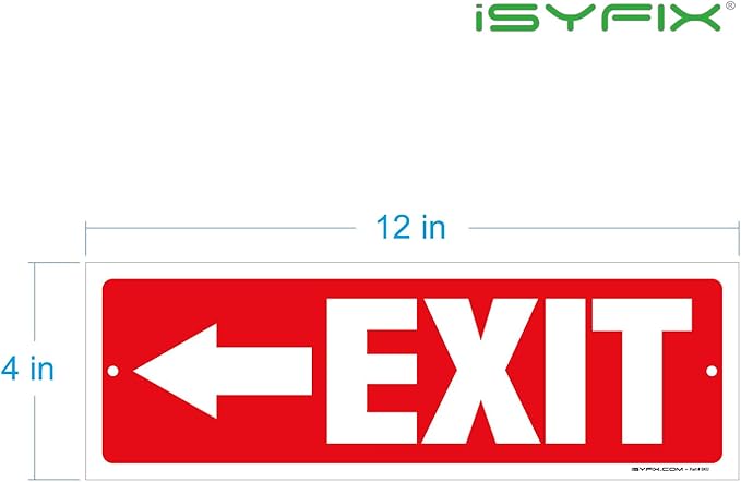 iSYFIX Exit Signs - 6 Pack 12x4 Inch Directional Left Arrow Signs, 40 mil Polystyrene Plastic, UV Laminated, Scratch & Fade Resistant, Waterproof - Ideal for Office, Theater, School, Business