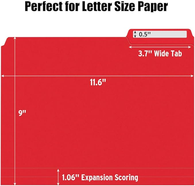 36 Pack Plastic File Folders Colored with Sticky Labels, Sooez Heavy Duty Letter Size Colored File Folders with Erasable 1/3-Cut Tab, Stronger Than Manila File Folder, Perfect for File Organization