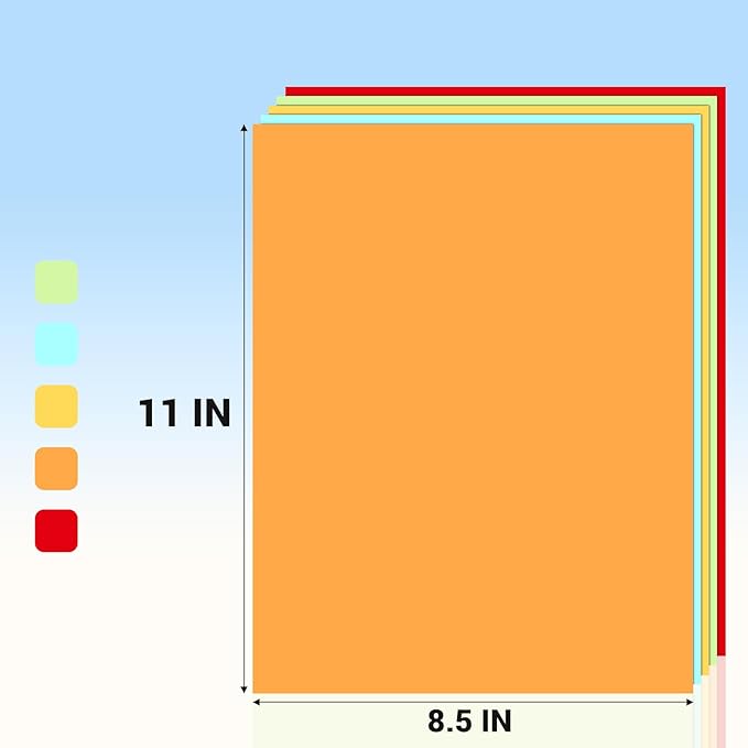 Cardstock Paper, 5 Colors Colored Cardstock 8.5x11, 80 Sheets Card Stock, 200GSM Thick Printer Paper 8.5x11, Colored Blank Card Stock Paper for Greeting Cards, DIY Cards, Wedding Invitation, Postcards