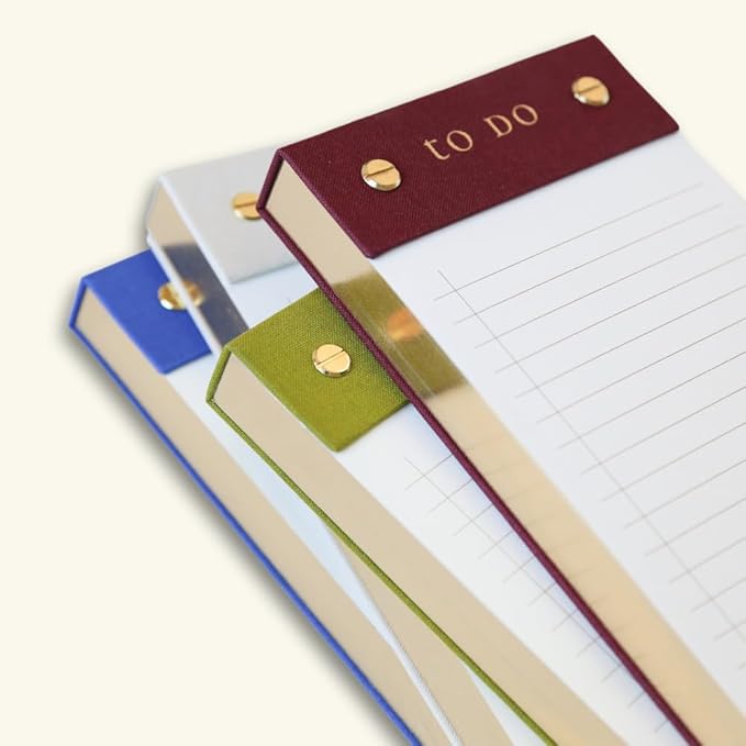 Graphique Post-Bound List Pad Luxe Collection, Perforated Sheets To-Do Notepad, Hardcover Binding, Gold Foil Embossing, 100 Pages, 4” x 9.75”, Taupe