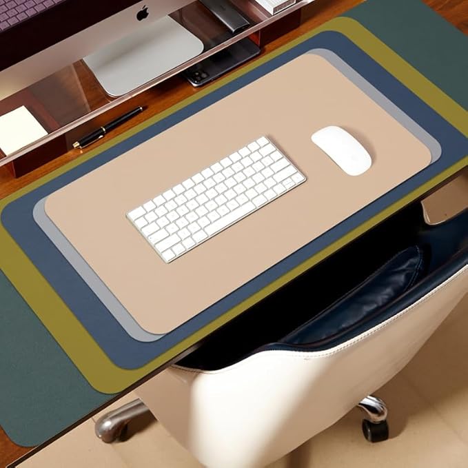 Large Desk Mat - 47.2"x 17" Non-Slip PU Desk Pad for Office and Home - Ideal for Large Mouse Pad and Desk Mats on Top of Desks(Beige)