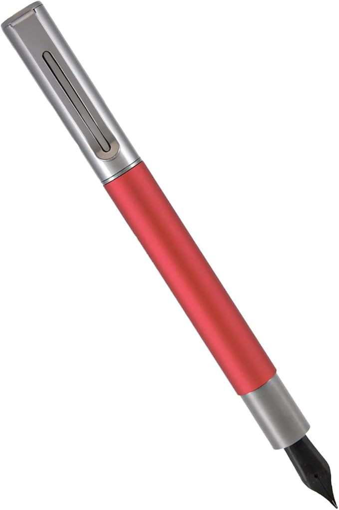 Monteverde USA Ritma Fountain Pen in Red – Broad Nib, Bold JoWo Stainless Steel, Refillable Ink Cartridge/Converter – Ideal for Executives & Artists