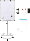 Mobile Dry Erase Board – 36x24 inches Height Adjustable Magnetic Portable Whiteboard Stand Easel White Board Flipchart Easel Board with 25 Sheets Paper Pad (36''x24'' White)