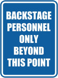 Portrait Round Backstage Personnel Only Beyond This Point Door or Wall Sign Easy Installation | Music | Concert | Festivals Sign (Blue) - Large