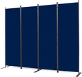 CHOSENM Room Divider, 4 Panel Folding Privacy Screens with Wider Support Feet, 6 Ft Portable Room Partition for Room Separator, 88" W X 71" H, Navy Blue