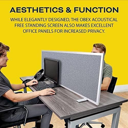 OBEX Acoustical Free Standing Privacy Screen, Cubicle Accessories Desk Privacy Panel, Desk Dividers for Office, Office Furniture Partitions Portable Sound Proof Dividers, 24" x 30", Twilight