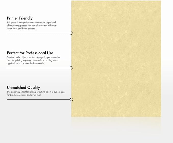 LUXPaper 8.5" x 11" Paper | Letter Size | Gold Parchment | 60lb. Text | 250 Qty