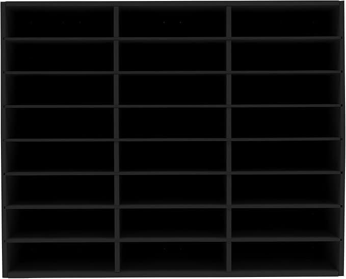 24 Slots Mail Sorters for Office, Desktop Literature Organizer with Removable Shelves, PVC Mail Center Paper Storage Cabinet for Files Magazines Documents, 9 * 2.6in Each Slot (24 Slots - Black)