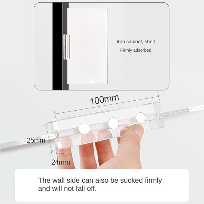 ECKEK Magnetic Sign Holder Grip Holder, Powerful Magnet, Acrylic Sign Holder for Retail Shelves Display Store Vendor Event Warehouse and Shop Supplies (Wood Base 210*150mm/8.27*5.91inches)