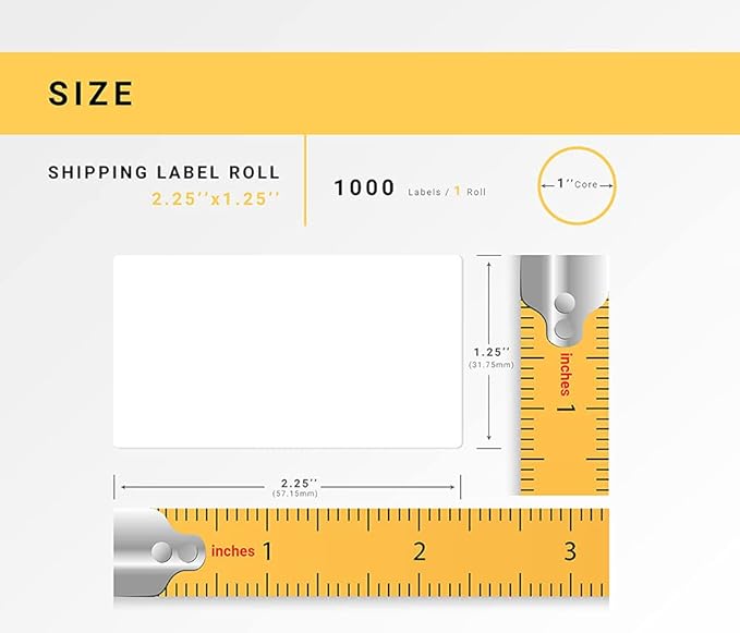 HOUSELABELS 2.25" x 1.25" Address Labels on 1" Core in Polypropylene Compatible with Zebra and Rollo Printers, 1 Roll / 1,000 Labels per Roll