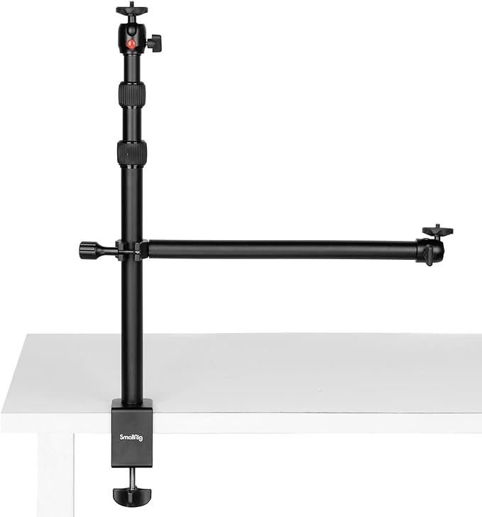 SMALLRIG Camera Desk Mount Table Stand with Magic Arm and 1/4" Ball Head, 13"-35.4" Adjustable Light Stand, Tabletop C Clamp for DSLR Camera, Ring Light, Live Streaming, Photo Video Shooting - 3992
