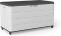 PATIOEASY 100GAL Square Storage Box (With Wheels) White，Waterproof Resin Storage Bin for Patio Cushions，Accessories，UV Resistan