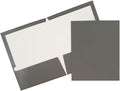 JAM PAPER Laminated Two Pocket Glossy School Folders - Letter Size - High Gloss Grey - Bulk 25/Pack