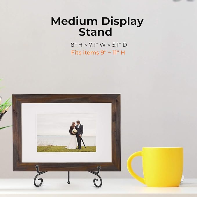 TR-LIFE Plate Stands for Display - 8 Inch Plate Holder Display Stand + Metal Easel Stand for Picture Frame, Decorative Plates, Book, Photo, Collectibles (2 Pack)