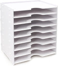 SONGWAY File Organizer for Desk - 9 Tier Wide Document Holder, Letter Mail Tray Storage Rack, File Sorter Organizer, Paper Storage Holder, Desktop Organizer for Home Office School, White