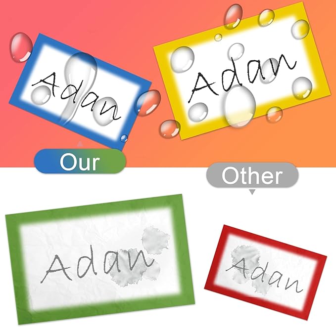 MFLABEL® Colorful Name Tag Labels - 800-Pack Writable Stickers for Kids, Office, School & Events, 3.5 x 2.25 Inch, Easy to Peel & Stick, Waterproof Name Tags for Organizing, ID, Party & Classroom Use