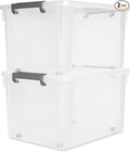 Citylife 58.1 QT Plastic Storage Bins with Latching Lids Stackable Storage Containers for Organizing Large Clear Storage Box for Garage, Closet, Classroom, Kitchen, 2 Packs