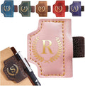 Personalized Mark Bookmark with Pen Holder, Leather Magnetic Book Marker 26 Letters,Custom Initials Page Marks, Gifts for Book Lovers Readers Men Women (Pink, R)