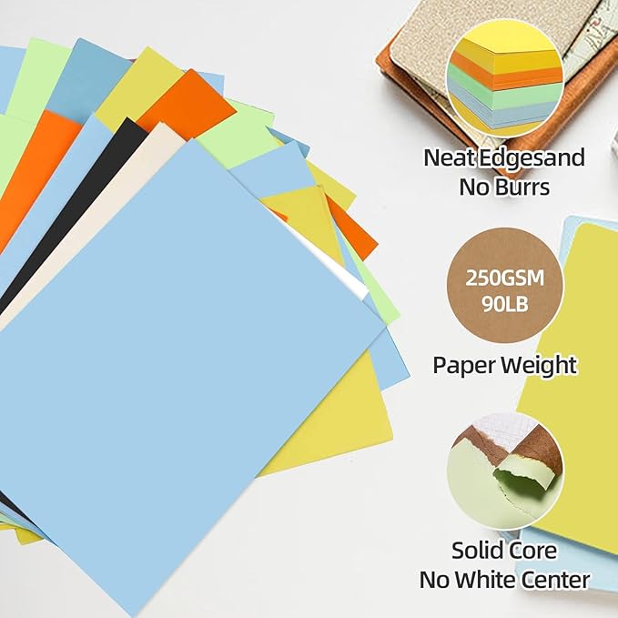 30 Sheets Black Cardstock 8.5'' x 11'', 250gsm/90lb Heavyweight Cover Cardstock Paper, Thick and Smooth Card Stock Perfect for Invitations, Menus, DIY Cards, Arts and Crafts