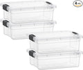 Superio Clear Storage Boxes with Lids, 4.5 Quart Plastic Container Bins for Organizing, Stackable Crates, BPA Free, Non Toxic, Odor Free, Organizers for Home, Office and Dorm, 4 Pack