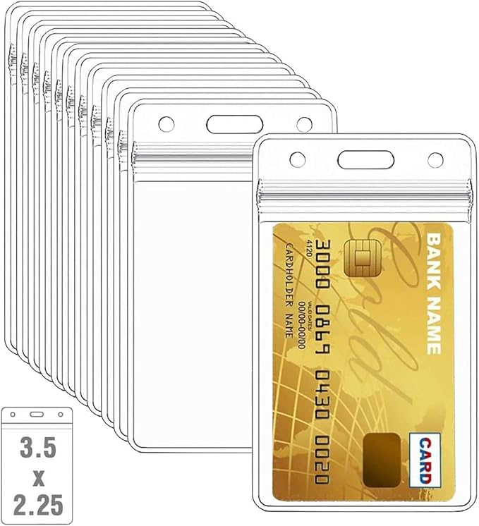 200 Pcs Clear Plastic Vertical Name Badge ID Card Holders