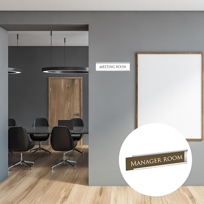 36 Pack Leifide Name Plates for Doors, 2 x 8 Inches Aluminum Office Name Plate Holder for Wall, Meeting Room, Office, Business Department, Desk, Warning Area