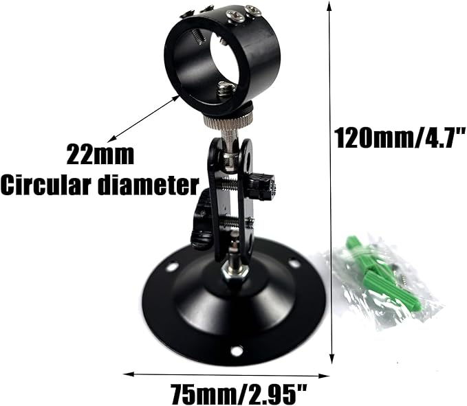 Laser Module Brackets 360-Degree Adjustable Positioning Bracket 22mm (2-Pack) - Black Alumina