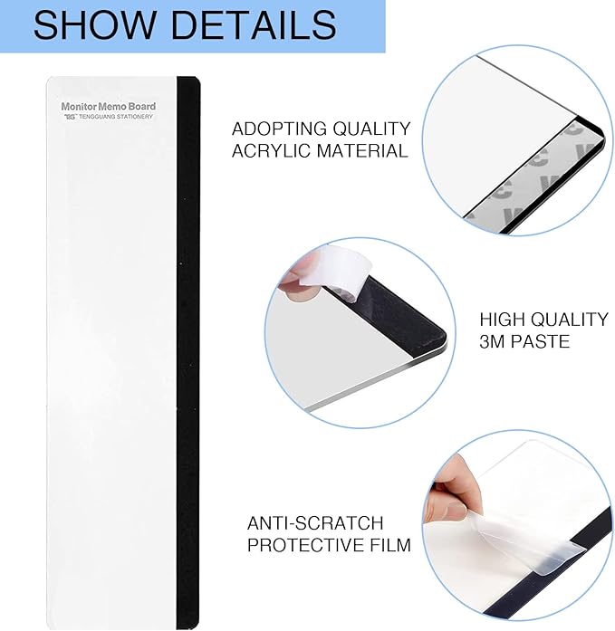 Office Desk Accessories 4pcs Multifunction Computer Monitor Memo Board - Transparent Computer Side Panel Memo Creative Monitor Side Panel Suitable for Office Home Desktop
