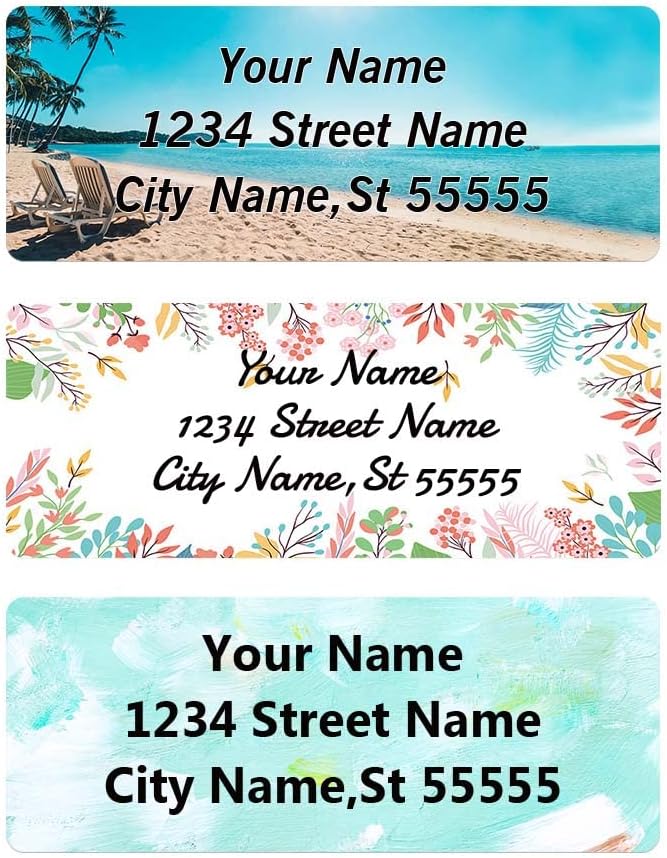 AWUSA Return Address Labels - Personalized Labels, Custom Colorful Patterns, Can Be Used for Box, Paper, Plastic, Glass, Metal (2.6x1 Inch, Set of 400, Glossy Vinyl) 2.6''x1''