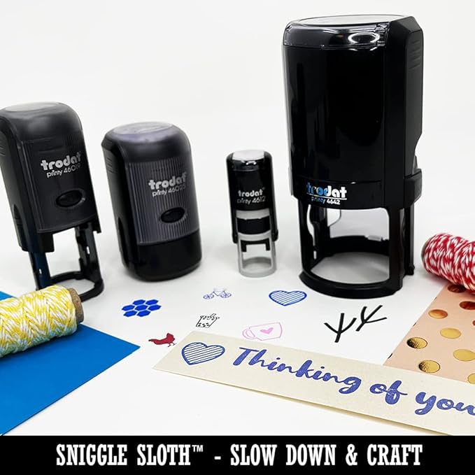 Thank You in Heart Self-Inking Rubber Stamp Ink Stamper for Stamping Crafting Planners - 1-1/2 Inch Large - Black Ink