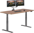 VARI Electric Standing Desk - Varidesk Height Adjustable Sit/Stand Desk - Dual Motor with Memory Presets, Stable T-Style Legs - Gaming or Home Office Workstation - 72”x30”, Walnut