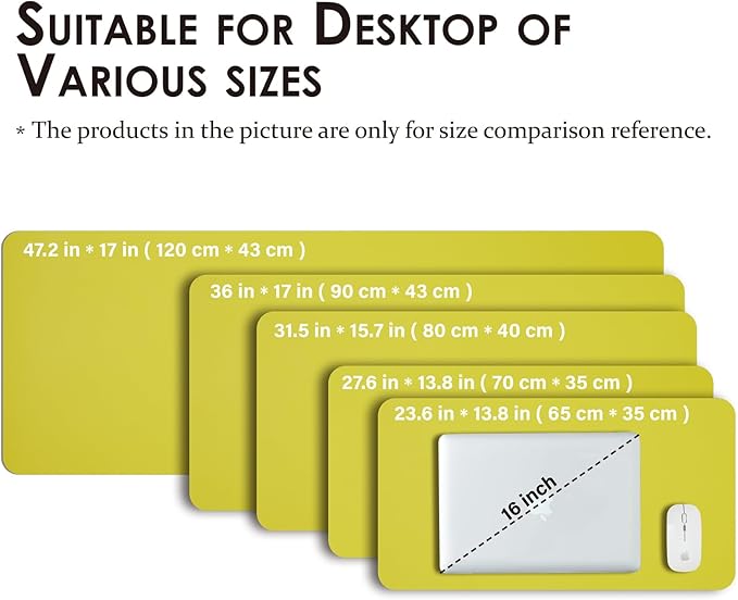 HOMIEAZICOZI Leather Desk Mat - Non-Slip PU Pad for Office and Home Organization Accessories Ideal Large Mouse Mats on Top of Desks (Lemon Yellow,36''x 17'') (DPD-LY-L)