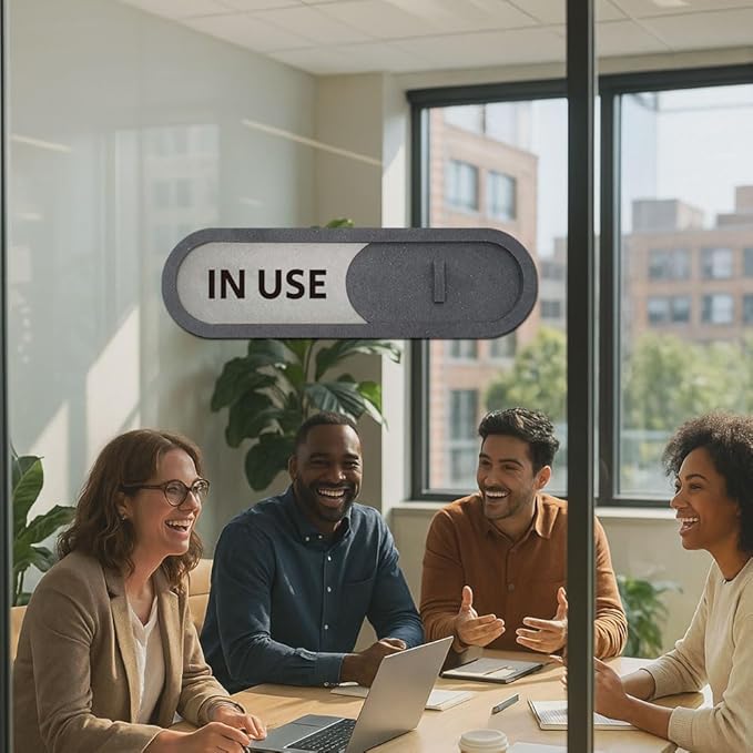 GEEKBEAR In Use Available Slider Door Sign for Home Office - Premium MDF, 7.5 x 2.2 in (Brown)