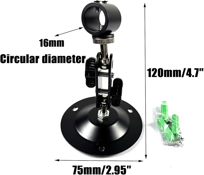 Laser Module Bracket 360-Degree Adjustable Positioning Bracket 16mm (4-Pack, Black Alumina)