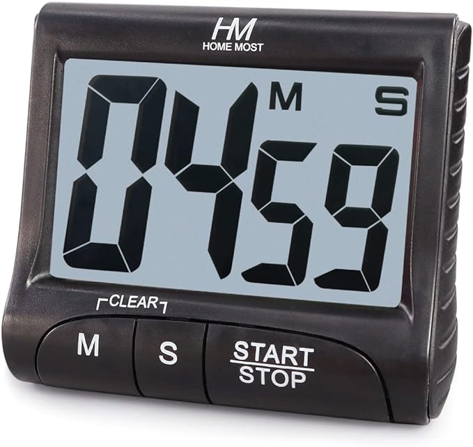 HOME MOST 3" Large Display Kitchen Timer - Digital Timer Magnetic Back Loud Alarm On A Rope- Black Cooking Timers For Kitchen Teachers Students Games Kids Meetings -Sports Timers For Workouts Exercise