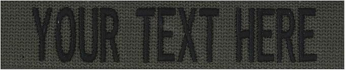 Custom Uniform Name Tapes Solid Colors. Olive Drab Webbing, 4 Inch Sew on