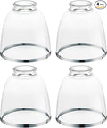 Eidonta 4 Pack Clear Glass Shade Replacements, Bell Shaped Glass Shade Covers with Silver Ring, 4.92"High, 4.72"Diameter, 1.65 "Fitter, High Transmittance Globe Lampshade