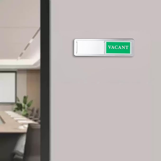 Meeting in Progress or Vacant Door Sign, Sliding Status Indicator Sign for Office, Conference Room, Home, Hospital, Hotel – Magnetic Adhesive Acrylic Privacy Signs