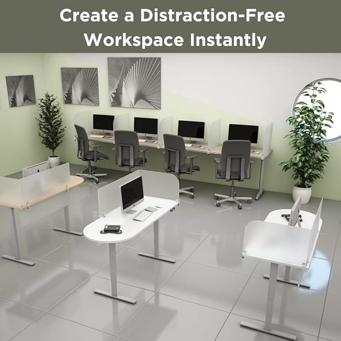 Desk Divider for Students and Desk Privacy Panel. Office Partitions and Ideal Cubicle Light Shield. Frosted Acrylic Clamp-on Desk Partition - 47” W x 22”H Divider