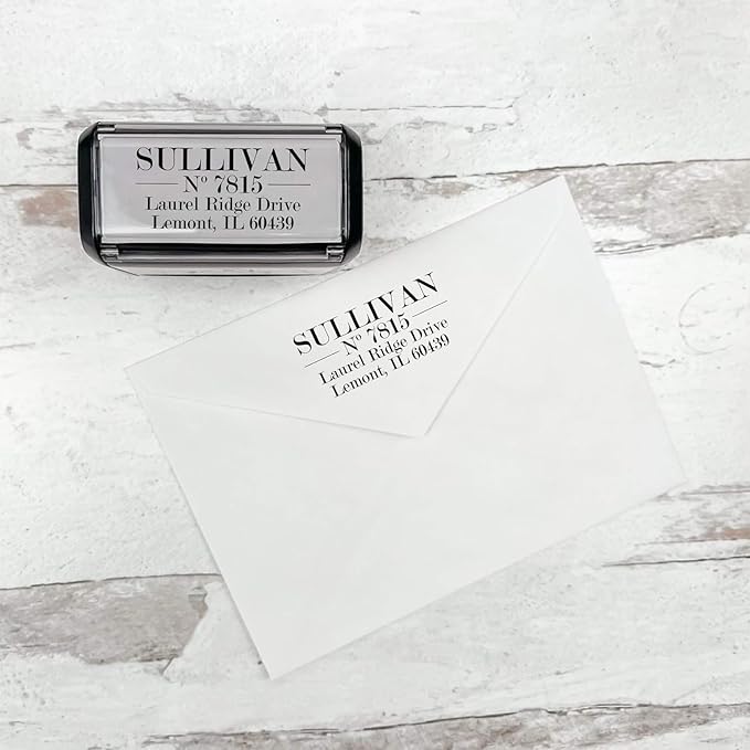 Self Inking Modern Address Stamps | Custom Return Address Stamper (Traditional Serif, Medium)