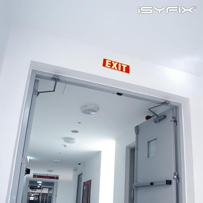 iSYFIX Exit Glow in the Dark Sign Aluminum – 2 Pack 12x4 Inch – Photoluminiscent, Laminated for Ultimate UV, Weather & Fade Resistance, Indoor & Outdoor for Business, School, Office, Warehouse