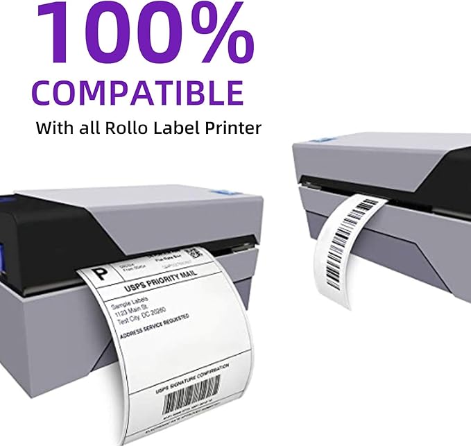 AveneMark 12 Rolls 2" x 1" Direct Thermal Labels for Barcodes Postage Address Shipping Labels Compatible with Rollo & Zebra Desktop Printers Adhesive - 1300 Labels/Roll