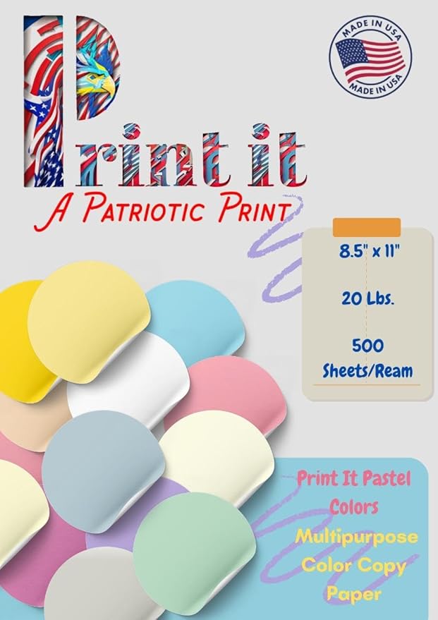 PrintIt Colors Multipurpose Paper, 20 lbs., 8.5" x 11", 500 Sheets/Ream – Premium Colored Copy Paper for Printing, School, and Office Use (Pink)