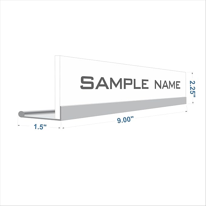 Printex Design - Personalized Office CUBICLE Name Plate & Sign. Modern Aluminum Holder - 4 Plate Colors (Frosted White)