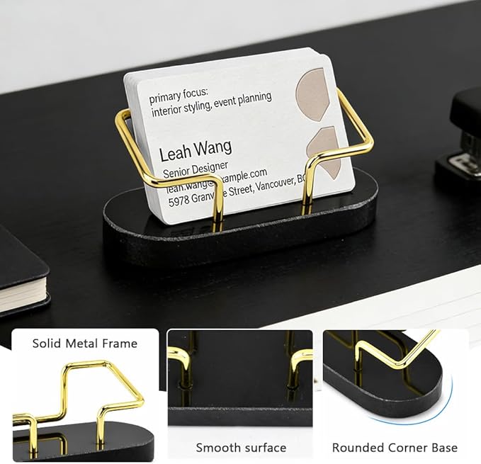 Qirvaten 2 Pieces Business Card Holder for Desk, Modern Business Card Display Stand, Gift Cards Organizer, Postcard Holder for Office, Reception, Desktop