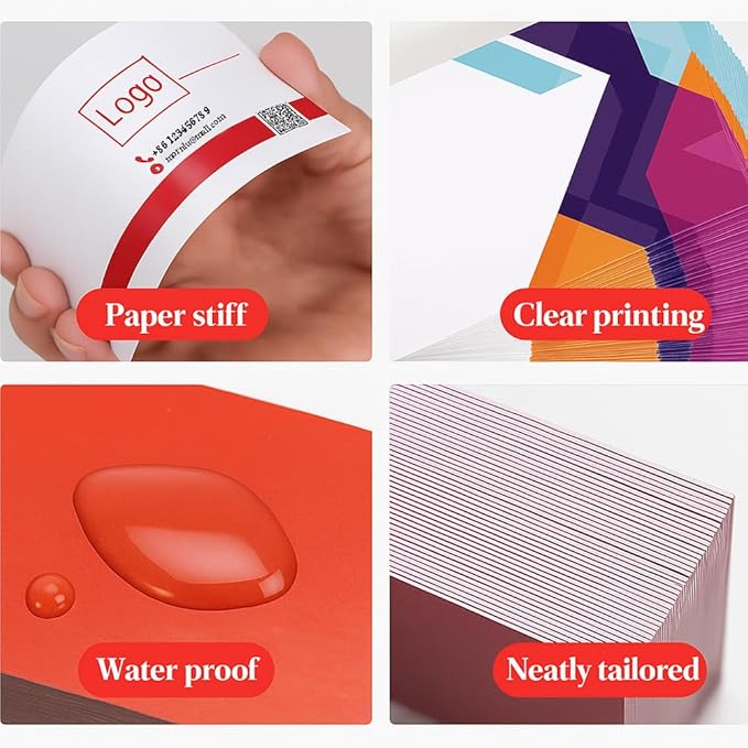500Pcs Custom Business Cards Add Photo/Text/LOGO Personalized Business Cardsfor Small Business 300gsm Matte Paper Front & Back Sides Printed 3.5" x 2"