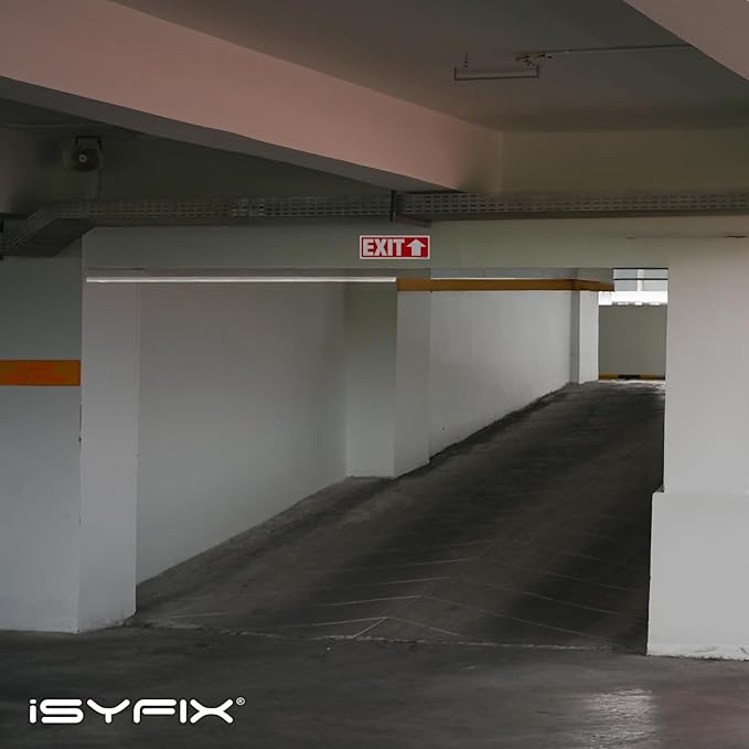 iSYFIX Exit Signs Stickers 6 Pack 12x4 Inch - Laminated Premium Vinyl Directional Up Arrow Signs for Buildings, Office, Workplace, Stores, Schools, Theaters, Parking, Restaurants, Factories