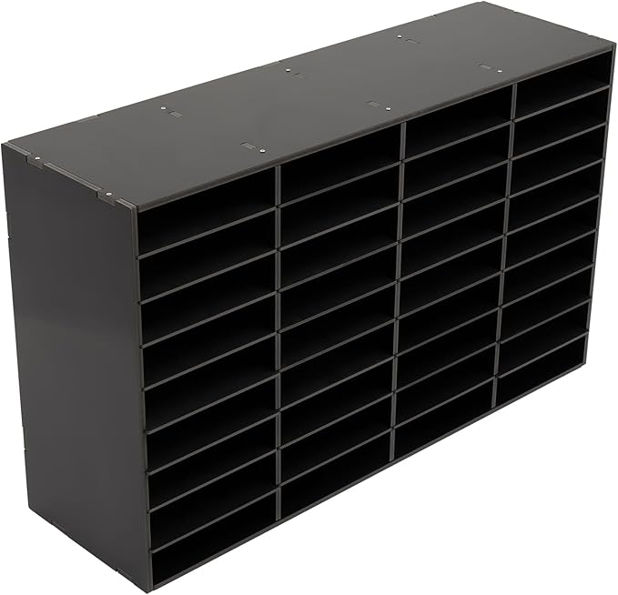 36 Slots Mail Sorters for Office, PVC Literature Organizer with Removable Shelves, Door-Less Mail Center Paper Storage Cabinet for Files Magazines Documents, 9.3 * 2.4in Each Slot (36 Slots - Black)