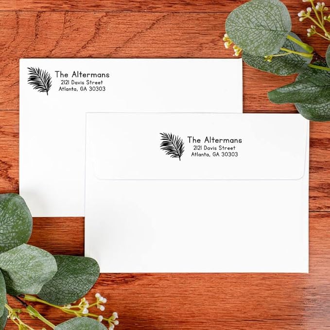 Custom Floral Address Stamp | Choose from 12 Designs | Multiple Ink Color Options | Envelope Return Address Stamp for Couple or Family (Design 10, Medium)
